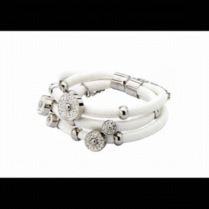 White Leather Multi Layered Bracelet